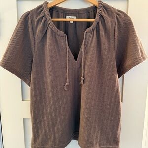 Madewell Gathered Neck Brown Top